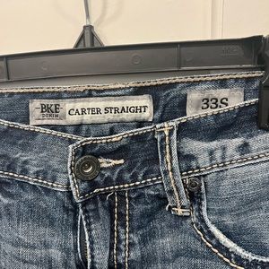 Like new BKE Carter straight mens jeans on the darker blue denim side 33x30
